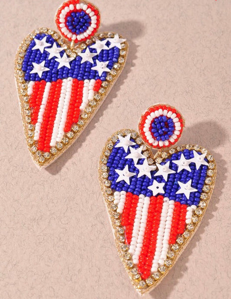 USA heart earrings