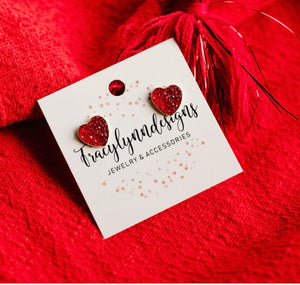 Sparkly heart studs